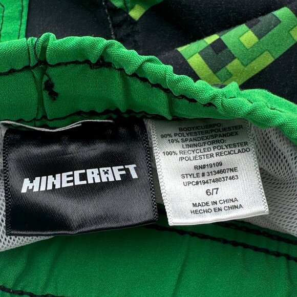 Minecraft Boys Swim Shorts Trunks Youth Small 6 7 Creeper Green Pool Mojang - Picture 5 of 9